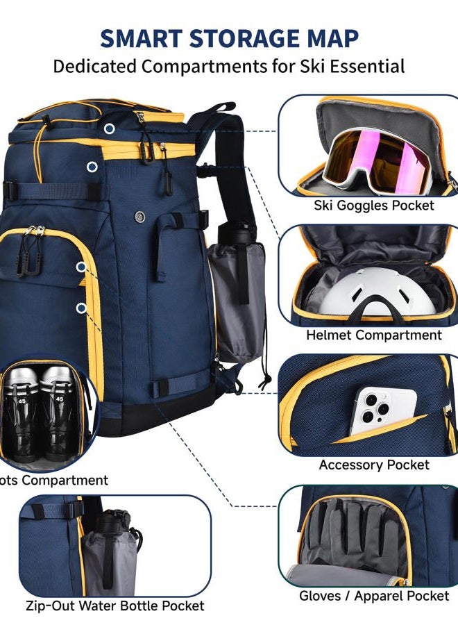 Heliar 55L-70L Expandable Ski Boot Bag – Waterproof, Durable with Helmet Compartment – Ideal for Ski & Snowboard Gear – Men & Women - Image 3