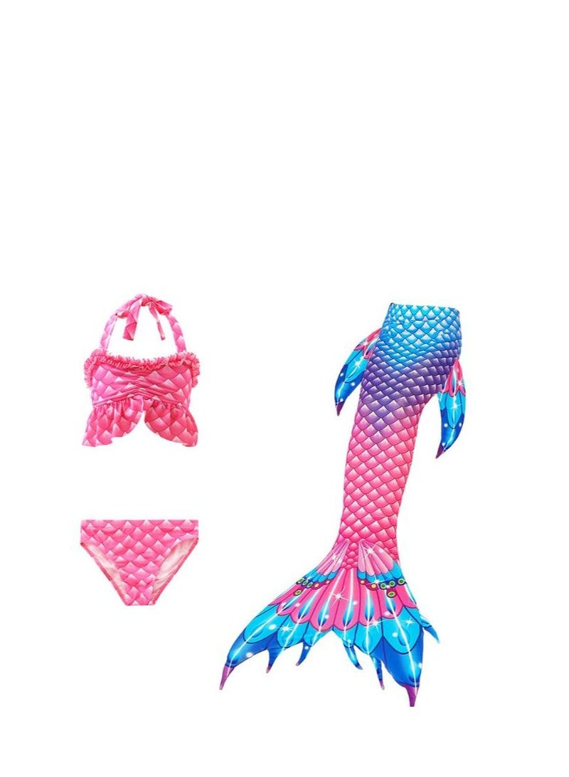بدلة سباحة بنمط حورية بحر من 3 قطع - Image 3