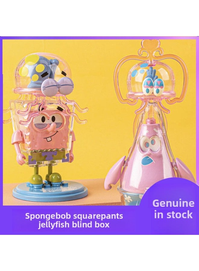 Spongebob Beating Jellyfish Blind Box Hand-made Building Blocks Assembled Desktop Ornaments Doll Genuine Toy Gift-Color:Jump Jellyfish Spongebob Squarepants [special Style] Pink-Height:13Cm - Image 2