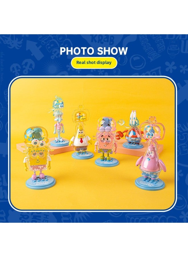 Spongebob Beating Jellyfish Blind Box Hand-made Building Blocks Assembled Desktop Ornaments Doll Genuine Toy Gift-Color:Jump Jellyfish Spongebob Squarepants [special Style] Pink-Height:13Cm - Image 3