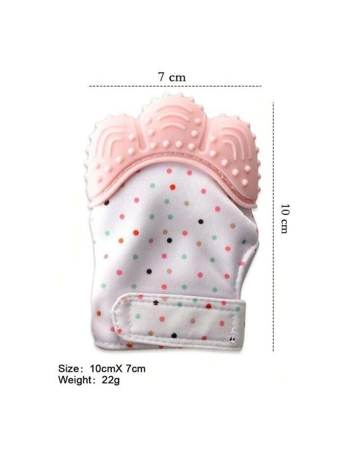 Baby Teething Glove, Self Soothing Teether Toy Relieve Teething Pain and Prevent Scratches - 1 Glove, (Pink) - Image 2