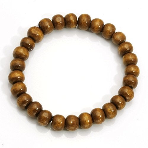 MILAKOO 5 Pcs Wooden Beaded Bracelet Bangle for Men and Women Elastic 8MM Beads - Image 2