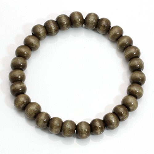 MILAKOO 5 Pcs Wooden Beaded Bracelet Bangle for Men and Women Elastic 8MM Beads - Image 3