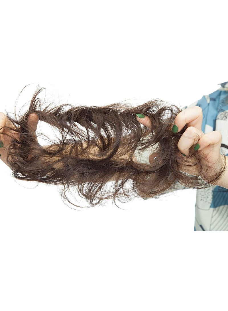 إستيل قطعة شعر على شكل كعكة شعر بشري ، قطعة شعر ريمي ، كعكة شعرية حقيقية أوبدو ، كعكة شعر مموجة ومطاطة ، دونات أنيقة مع شريط مطاطي مرن ، إكسسوار شعر للنساء ، اللون رقم 2 - Image 5