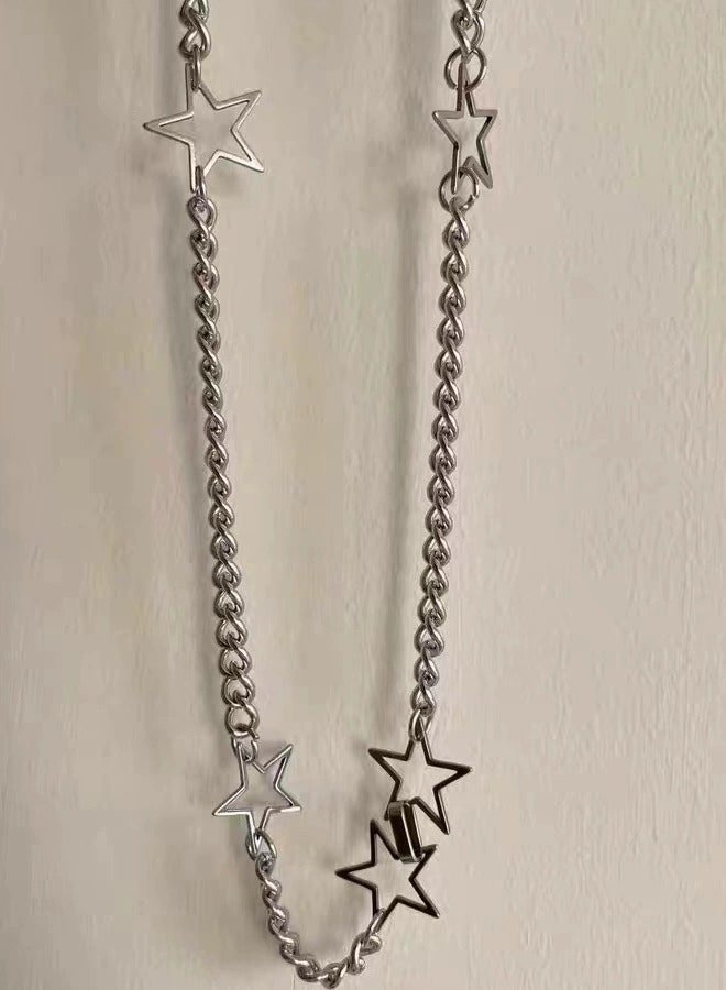Goolsky Hollow Star Pendant Necklace – Edgy Stainless Steel Chain Choker for Women, Y2K Punk Star Jewelry  - Image 2