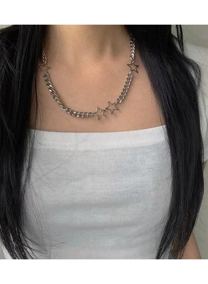 Goolsky Hollow Star Pendant Necklace – Edgy Stainless Steel Chain Choker for Women, Y2K Punk Star Jewelry  - Image 3