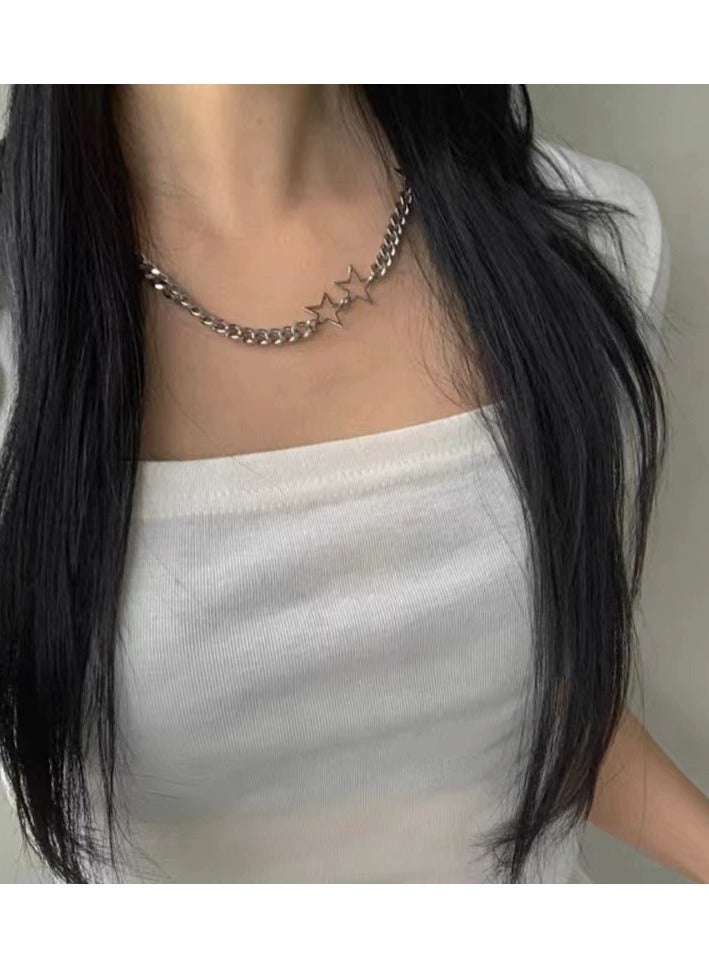 Goolsky Hollow Star Pendant Necklace – Edgy Stainless Steel Chain Choker for Women, Y2K Punk Star Jewelry  - Image 4