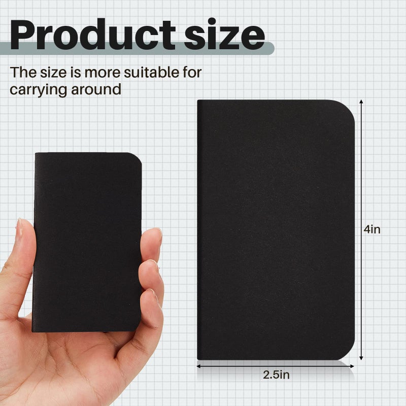 Outus 15 Pcs Mini Pocket Notebook 2.5" x 4" Small Journal Kraft Paper Notepads Bulk Softcover Pocket Notepad Memo Diary Subject Notebooks for Traveler Worker(Black,Lined Style) - Image 2
