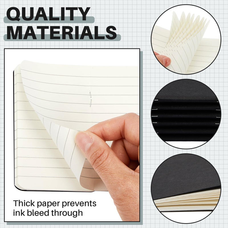 Outus 15 Pcs Mini Pocket Notebook 2.5" x 4" Small Journal Kraft Paper Notepads Bulk Softcover Pocket Notepad Memo Diary Subject Notebooks for Traveler Worker(Black,Lined Style) - Image 3