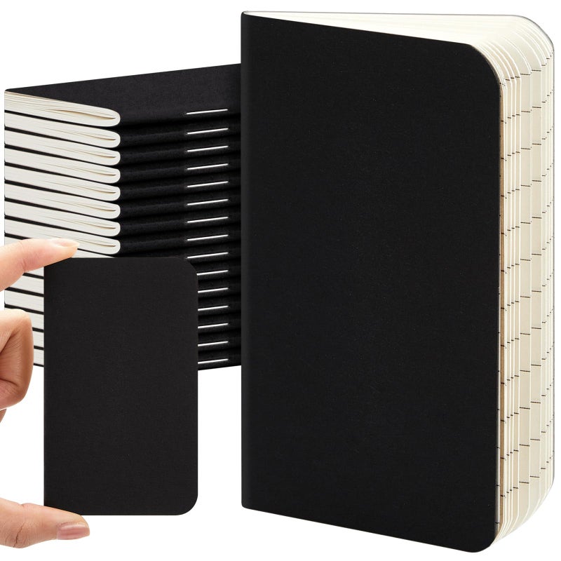 Outus 15 Pcs Mini Pocket Notebook 2.5" x 4" Small Journal Kraft Paper Notepads Bulk Softcover Pocket Notepad Memo Diary Subject Notebooks for Traveler Worker(Black,Lined Style) - Image 1