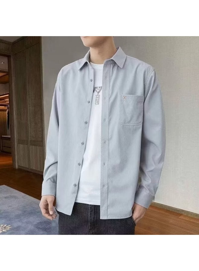 Men's Casual Long-sleeved Shirt Fashion Brand Hong Kong Style Men's Shirt Thin Coat Spring And Autumn Fashion