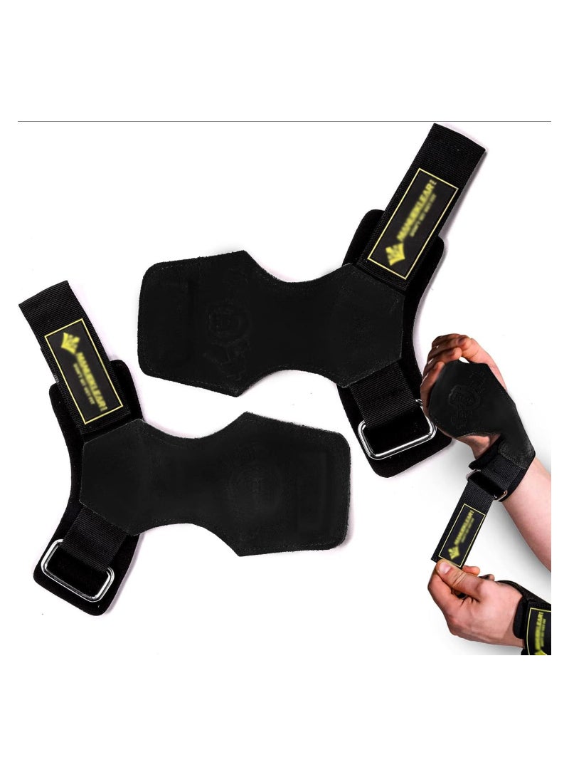 Luckam Weight Lifting Wrist Straps, Weightlifting Wrist Straps with Cushion Wrist Loop, Leather Weight Lifting Wrist Straps for Weightlifting and Workout, Lifting Grips Hand Straps for Men and Women - Image 1