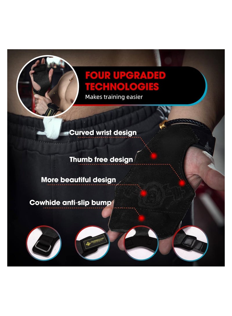 Luckam Weight Lifting Wrist Straps, Weightlifting Wrist Straps with Cushion Wrist Loop, Leather Weight Lifting Wrist Straps for Weightlifting and Workout, Lifting Grips Hand Straps for Men and Women - Image 3