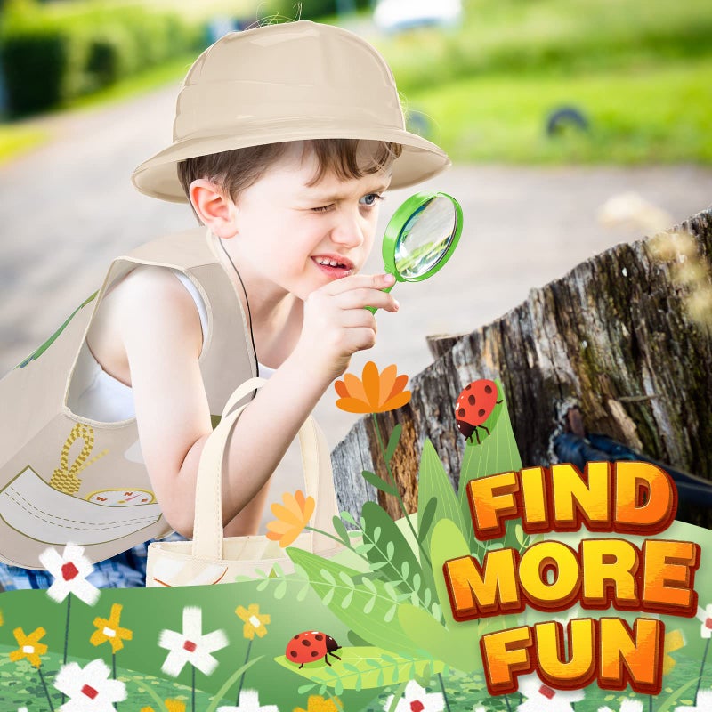 Newcotte 72 Pcs Kids Explorer Costume Toy Include 24 Kids Safari Vests 24 Party Plastic Safari Hats 24 Tote Bag Bulk for Explorer Jungle Party - Image 5