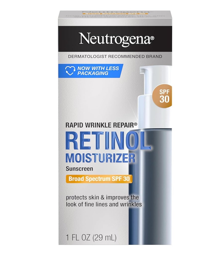 Neutrogena Retinol Face Moisturizer, Rapid Wrinkle Repair with SPF 30 Sunscreen, Daily Anti-Aging Face Cream with Retinol & Hyaluronic Acid to Fight Fine Lines, Wrinkles, & Dark Spots 1 fl. oz.Fluid Ounce - Image 1