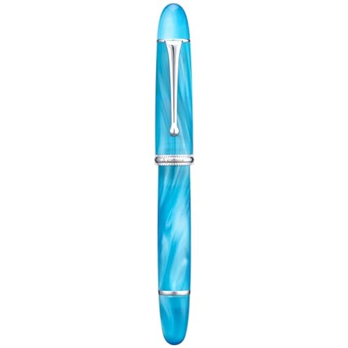 Asvine V800 Fountain Pen Vacuum Filling System with Large Ink Capacity Smooth Number 8 Medium Nib with Gift Case and Wrench Sky Blue Acrylic - Image 1