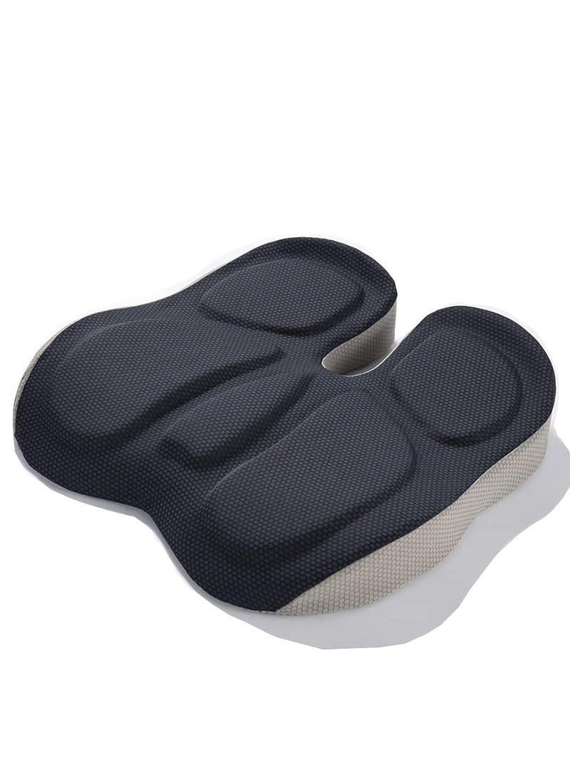 Zikra Orthopedic Seat Cushions for Office Chairs, Memory Foam Posture Cushion Portable Breathable Mesh, Car Seat Cushion, Butt Pillow, Sciatica Back Coccyx Tailbone Pain Relief, Non-Slip Chair Pad (Black) - Image 1
