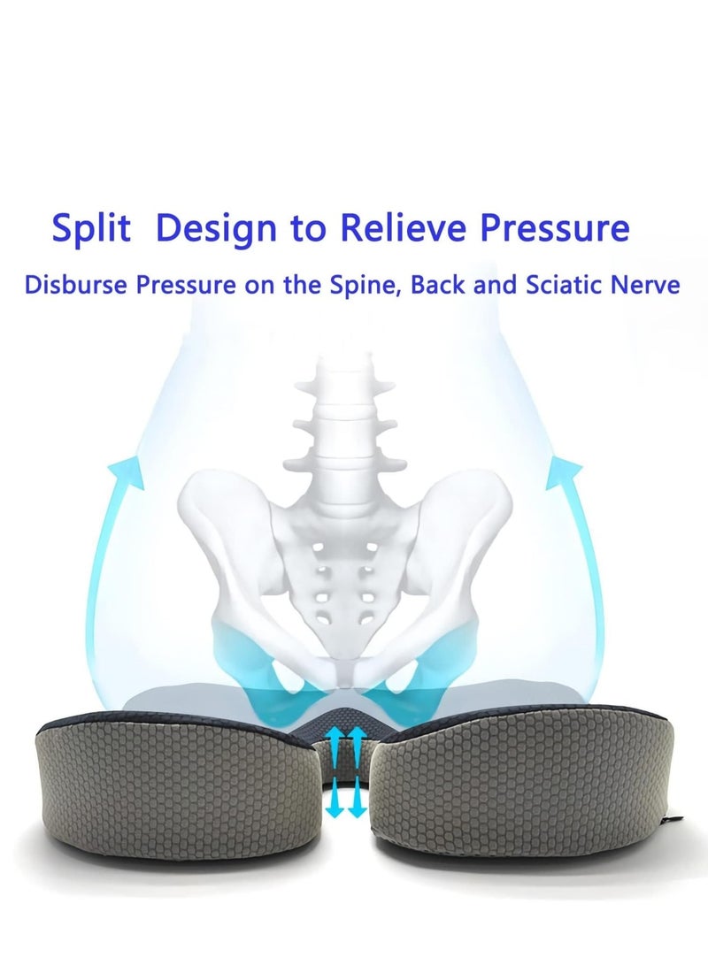 Zikra Orthopedic Seat Cushions for Office Chairs, Memory Foam Posture Cushion Portable Breathable Mesh, Car Seat Cushion, Butt Pillow, Sciatica Back Coccyx Tailbone Pain Relief, Non-Slip Chair Pad (Black) - Image 3