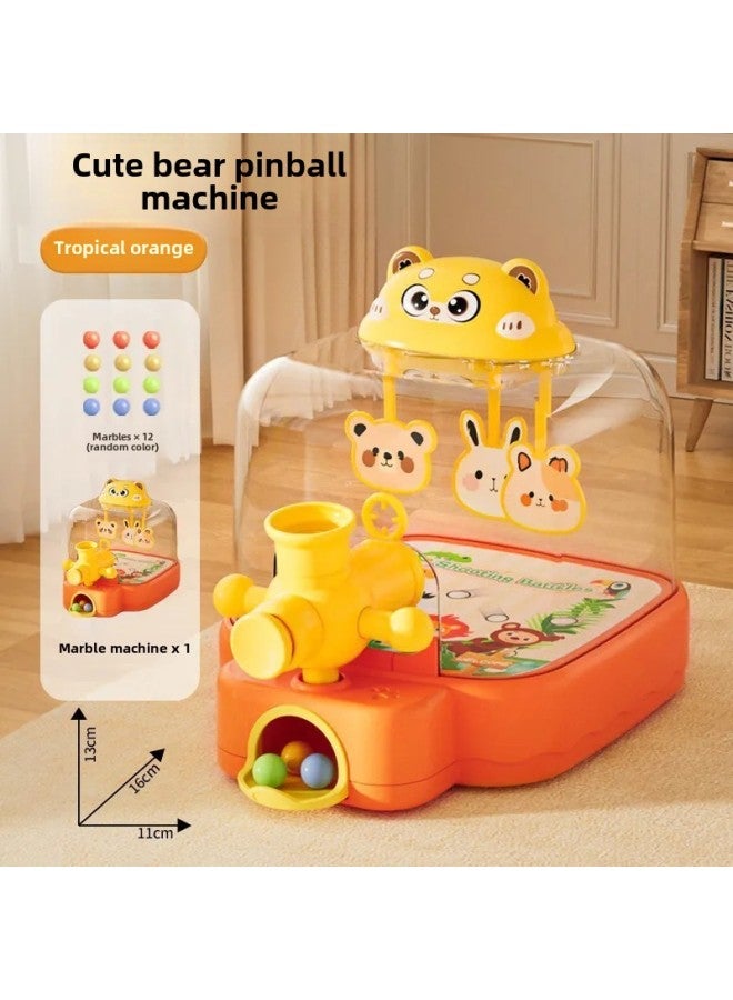 2025 Electric Pinball Machine Shooting Game Machine Beading Concentration Parent-child Children's Toys Boys And Girls-Color:Hand-eye Coordination | Puzzle And Fun | Abs Material-Specification:Tropical Orange丨cute Bear Pinball Machine [12 Marbles + Exquisite Pinball Machine] - Image 1