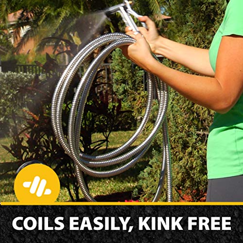BIONIC STEEL 100 Ft Metal Garden Hose with Sprayer Nozzle, Non Kinking Designed Stainless Steel Heavy Duty Water Hose 100 Ft x 5/8 in. Flexible NON Expandable for Uninterrupted Water Flow, 500 PSI - Image 5