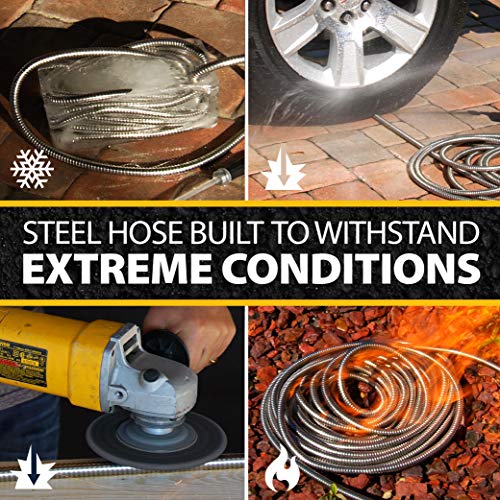 BIONIC STEEL 100 Ft Metal Garden Hose with Sprayer Nozzle, Non Kinking Designed Stainless Steel Heavy Duty Water Hose 100 Ft x 5/8 in. Flexible NON Expandable for Uninterrupted Water Flow, 500 PSI - Image 3