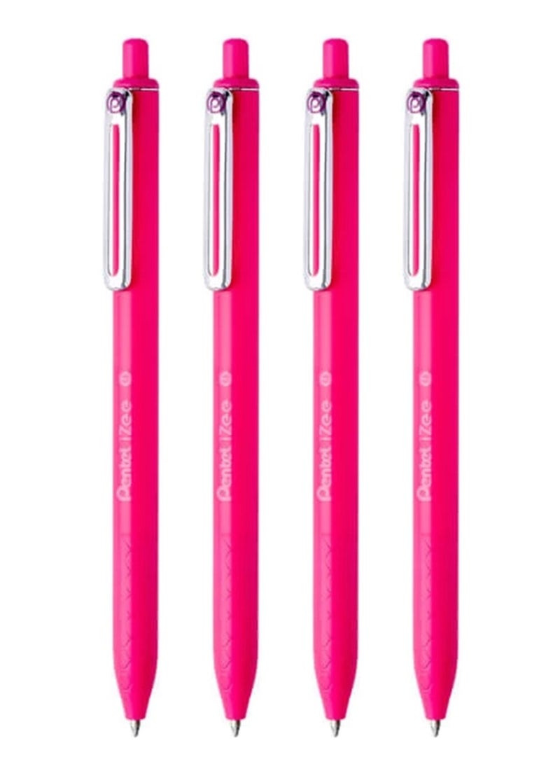 Pentel قلم حبر جاف قابل للسحب 4 قطع 1.0 مم حبر وردي - Image 1