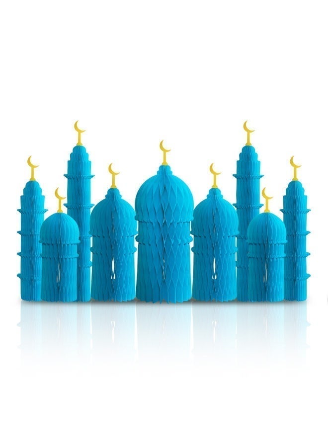 Ramadan Mubarak Foldable Honeycomb Paper Mosque Table Centerpiece, Eid Al Fitr Islamic Moon Palace Decor, Muslim Holiday Party Scene Decoration Ornament - Image 1