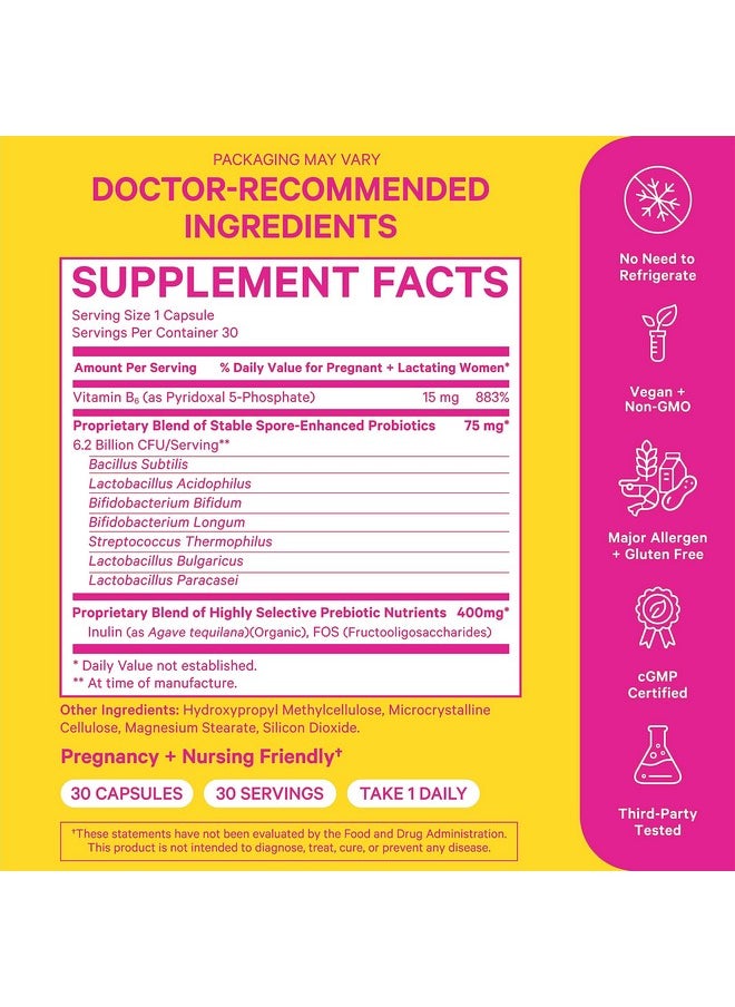 Pink Stork Prenatal Probiotics For Women Vitamin Supplement To Help Support Occasional Pregnancy Morning Sickness Digestion And Gut Health 30 Capsules 1 Month Supply  - Image 5