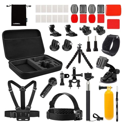 Luxebell Action Camera Accessory Kit for GoPro Hero Black Silver 13 12 11 10 9 8 7 6 5 4 Session Max Akaso Xiaomi Accessories Tripod Head Chest Bike Mount Carrying Case - Image 1