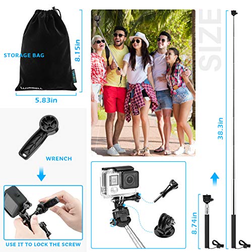 Luxebell Action Camera Accessory Kit for GoPro Hero Black Silver 13 12 11 10 9 8 7 6 5 4 Session Max Akaso Xiaomi Accessories Tripod Head Chest Bike Mount Carrying Case - Image 5