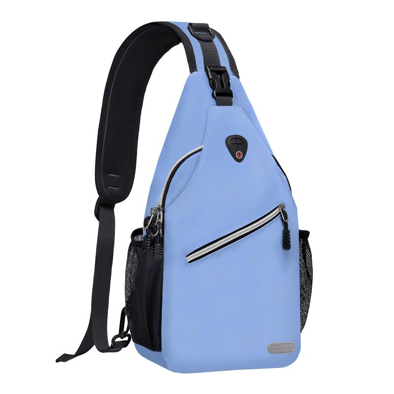 MOSISO Sling Backpack, Multipurpose Crossbody Shoulder Bag Travel Hiking Daypack, Airy Blue, Medium - Image 1