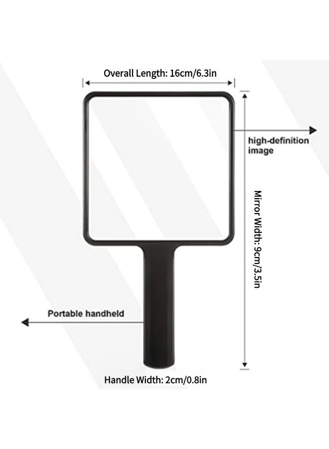 شيبشيب مرآتان يدويتان مربعتان، باللون الأسود، مرآة مكياج محمولة للسفر مع مقبض، الأبعاد: 3.5 بوصة عرض × 6.3 بوصة طول. - Image 5