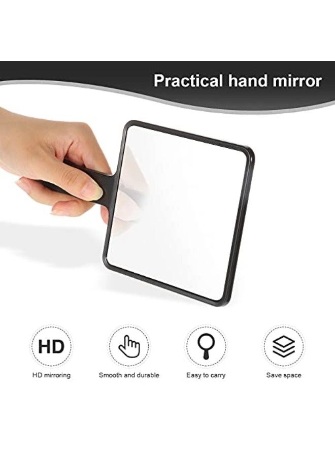 شيبشيب مرآتان يدويتان مربعتان، باللون الأسود، مرآة مكياج محمولة للسفر مع مقبض، الأبعاد: 3.5 بوصة عرض × 6.3 بوصة طول. - Image 3