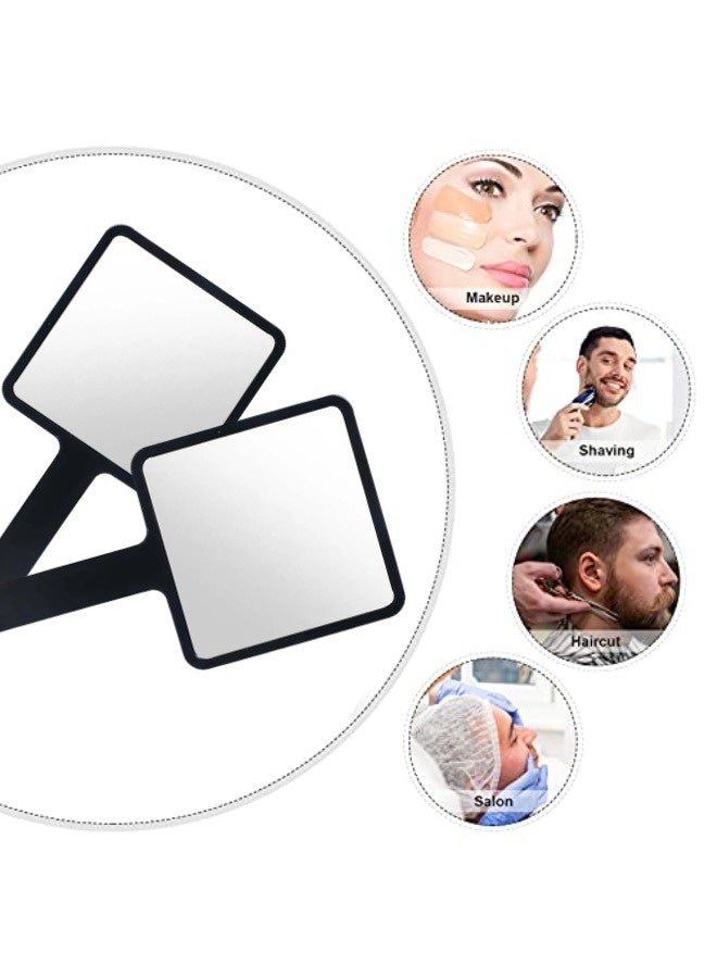 شيبشيب مرآتان يدويتان مربعتان، باللون الأسود، مرآة مكياج محمولة للسفر مع مقبض، الأبعاد: 3.5 بوصة عرض × 6.3 بوصة طول. - Image 4