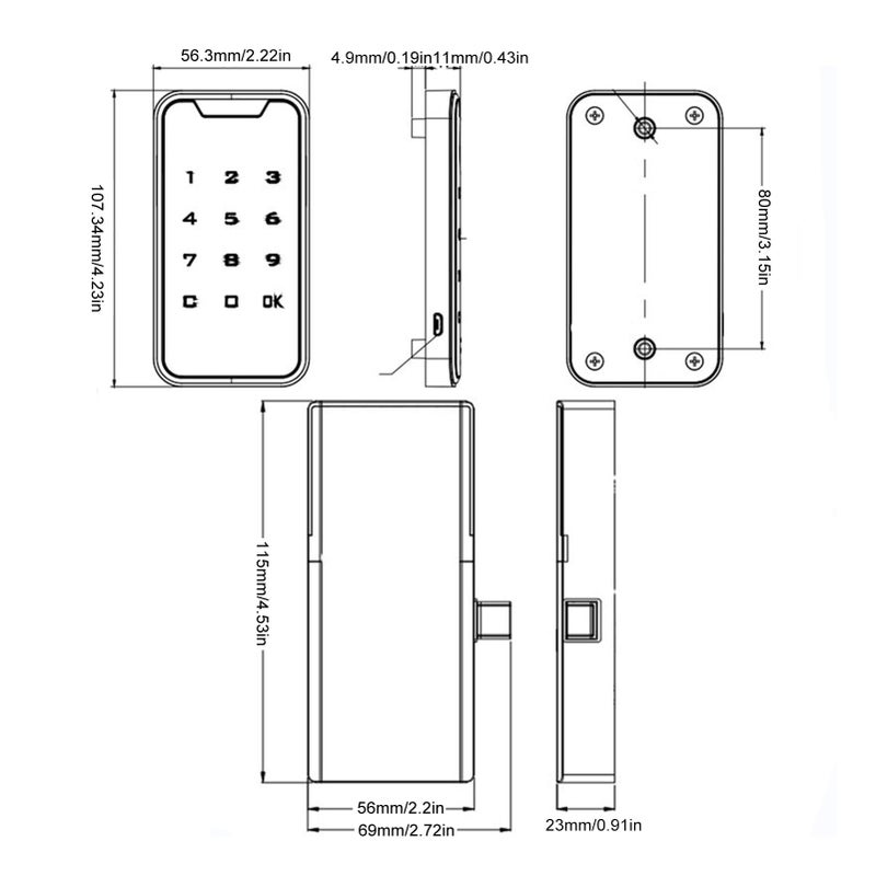 Digital Electronic Password Lock Touch Screen Security Lock For Cabinet Drawer Mailbox ABS Stainless Steel - Image 3