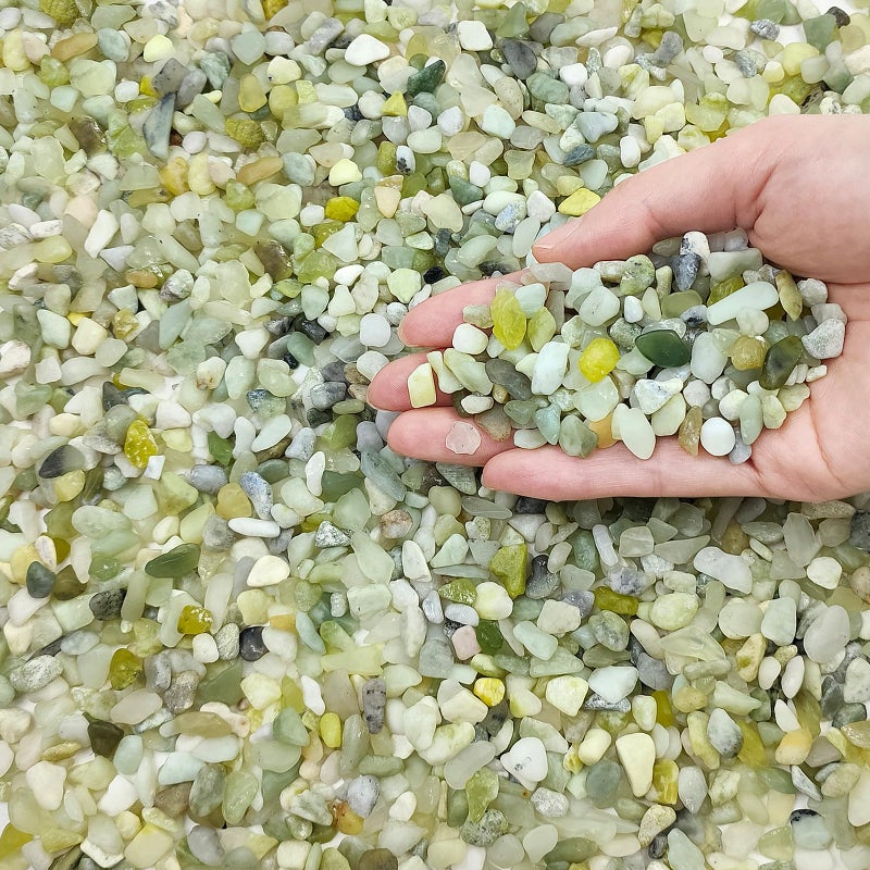 FANTIAN Jade Pebbles for Indoor Plants,1/4 Inch (3-6 MM) Polished Green Pea Gravel Small Rocks for Plants, Succulents, Cactus, Vases, Terrarium - Image 1