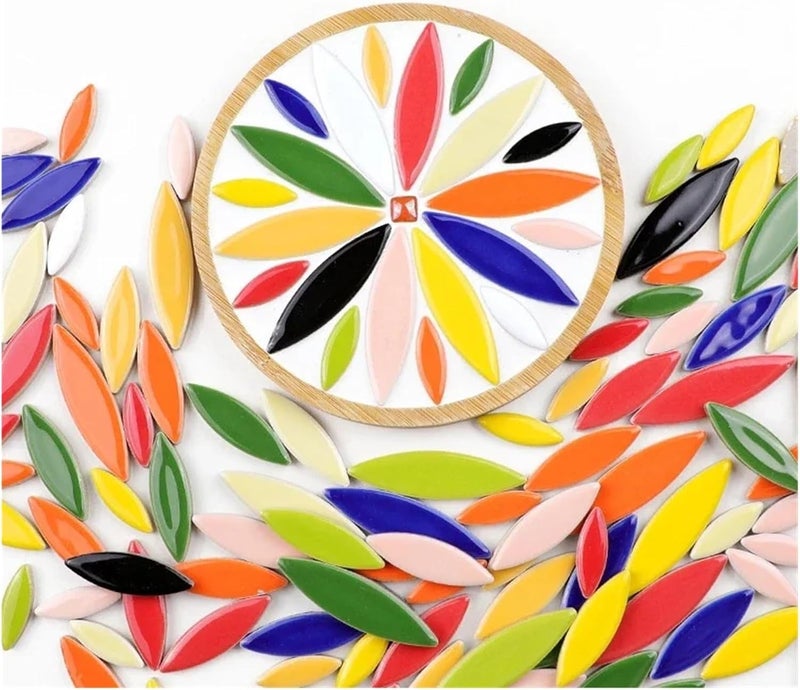 Mosaic Tiles Willow Leaves Porcelain Tile 3 Sizes Multi Color DIY Craft Stones for Arts Decor(Color03) - Image 5