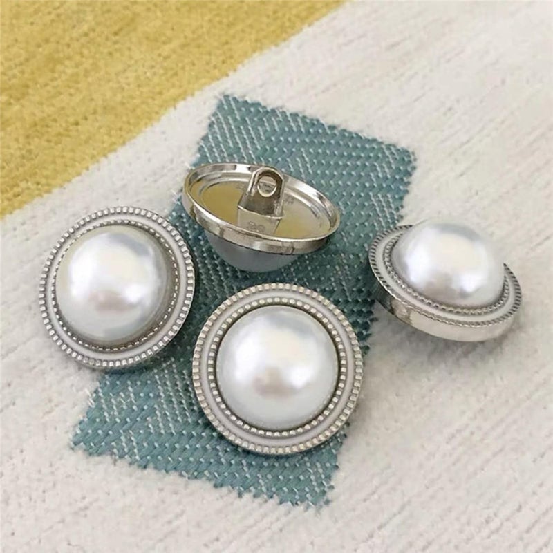 Buttons for Clothes 10 Pcs 15/20/25mm Beautiful Metal Pearl for Clothing Sewing Jacket Sweater Shirt-Black Silver,20mm(Black Silver,25mm) - Image 3
