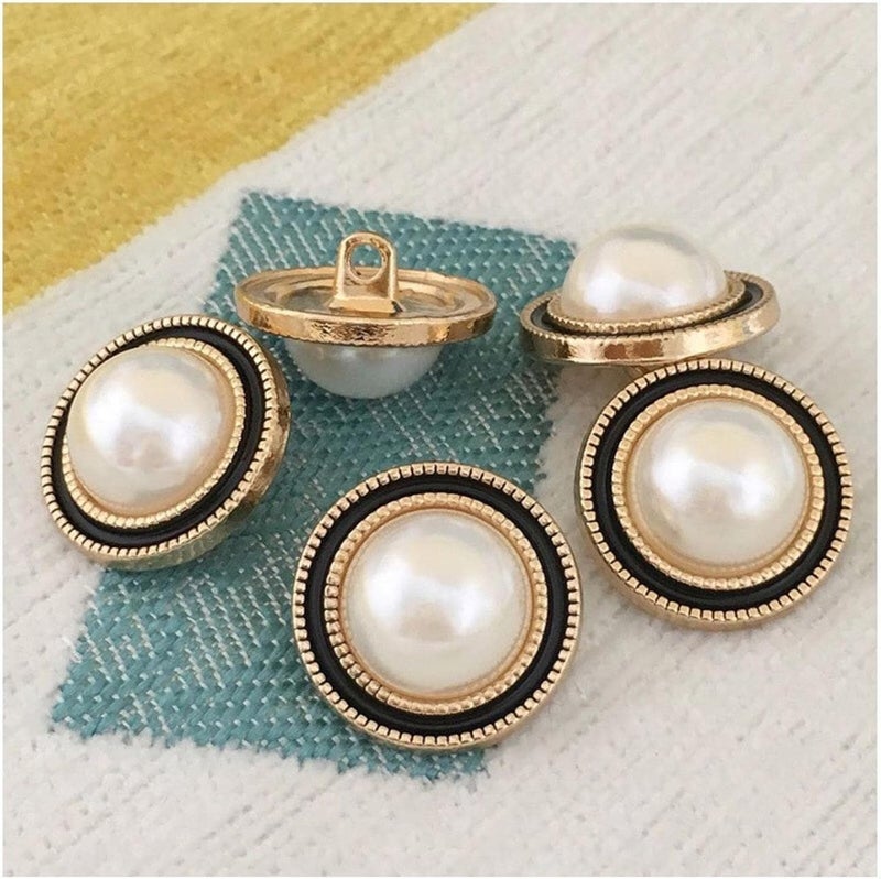 Buttons for Clothes 10 Pcs 15/20/25mm Beautiful Metal Pearl for Clothing Sewing Jacket Sweater Shirt-Black Silver,20mm(Black Silver,25mm) - Image 4