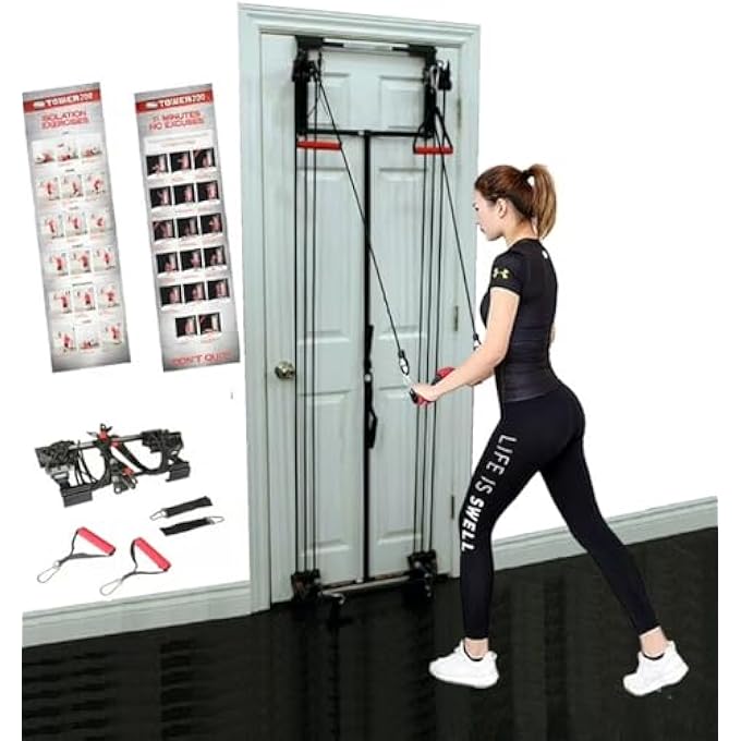 rayihni Tower 200 Door Gym | 95Kg Adjustable Resistance | 200+ Home Exercises | Strength Training Kit | Full Body Workout | Easy No-Screw Door Installation | Heavy-Duty Frame | Home & Gym Em-1816 - Image 3