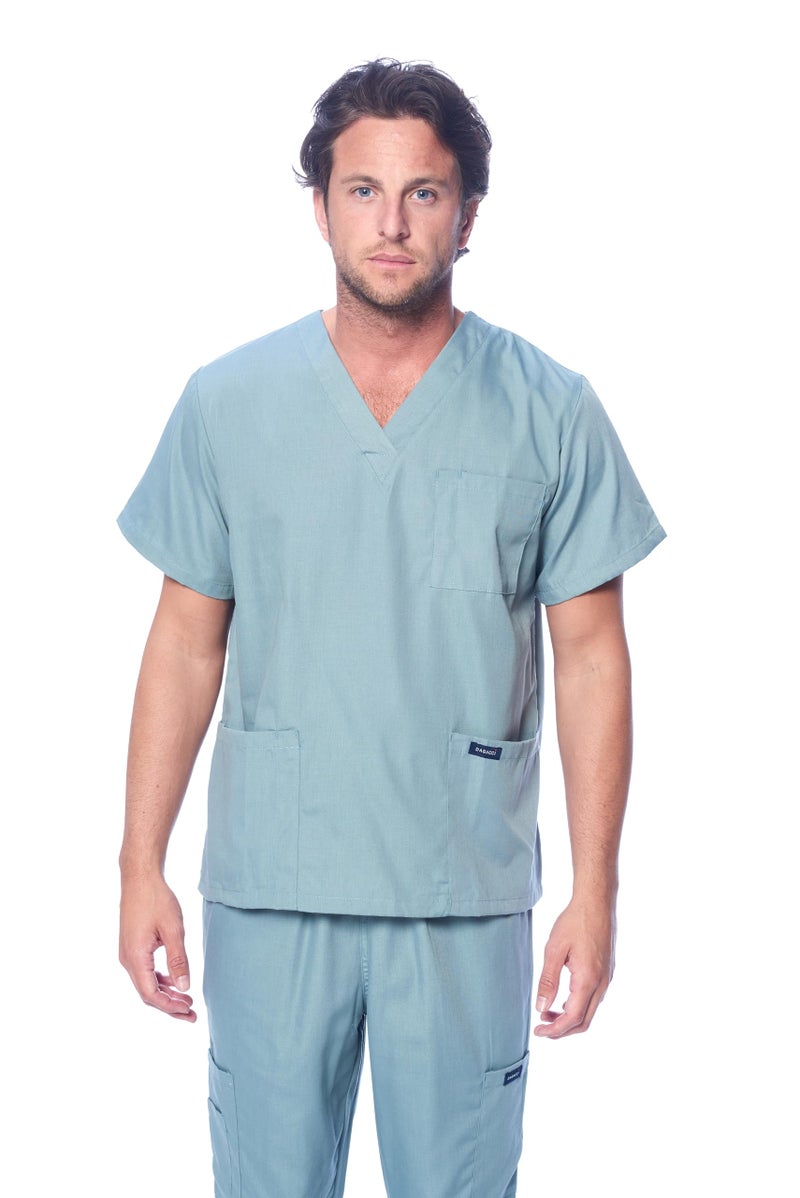 Dagacci Medical Uniform Dagacci Scrubs for Men Set - V-Neck Scrub Top and Cargo Pants - 8 Pockets Men Scrubs Set (X-Large, Seafoam) - Image 2