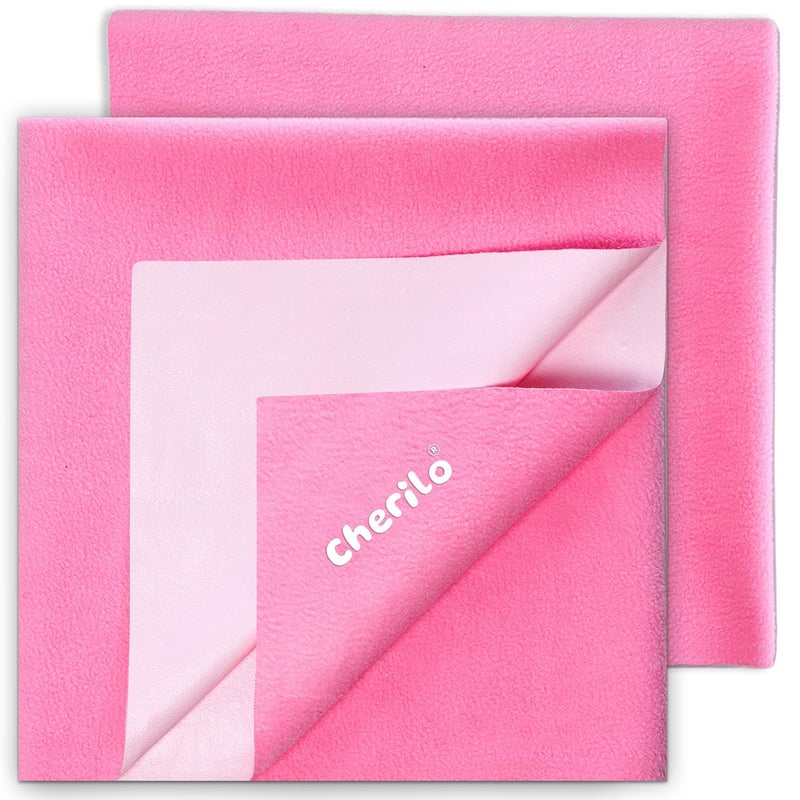 Cherilo Cherilo Quick Dry Waterproof Protector Baby Dry Sheets, Small (50cm X 70cm)| Pink, Pack of 2 - Image 1