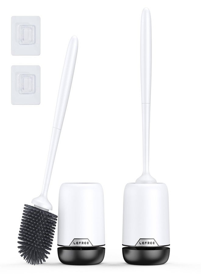 Lefree 2 Pack Silicone Toilet Bowl Brush and Holder Set with Ventilated Holder, Floor Standing & Wall Mounted Toilet Scrubber - Image 1