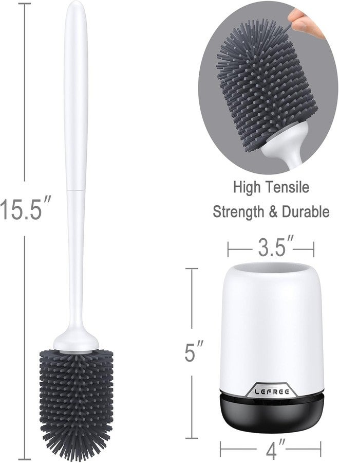 Lefree 2 Pack Silicone Toilet Bowl Brush and Holder Set with Ventilated Holder, Floor Standing & Wall Mounted Toilet Scrubber - Image 3
