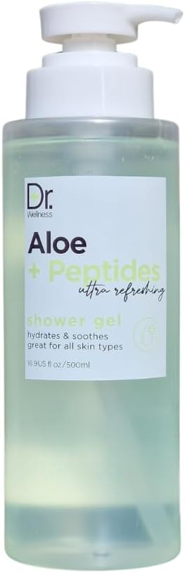 Dr Wellness Aloe Peptides Shower Gel Hydrates Soothes Great for All Skin Types 500mL