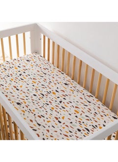 babyletto Babyletto 100% Organic Cotton Crib Sheet, GOTS-Certified, Fitted 360°, Ultra-Soft and Breathable Muslin - Terrazzo  - Image 5