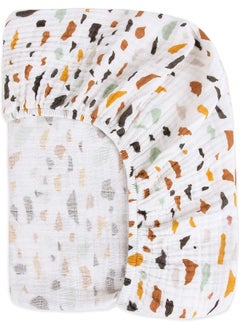 babyletto Babyletto 100% Organic Cotton Crib Sheet, GOTS-Certified, Fitted 360°, Ultra-Soft and Breathable Muslin - Terrazzo  - Image 3