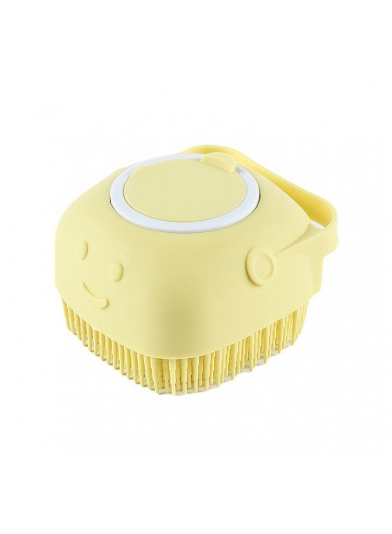 ILovhaprty Yellow Soft Body Shower Gel Silicone Brush, Full Body Scrubber with Soap Nozzle for Bathing Silicone Exfoliating Brush, Bath Brush for Babies Children Women Men and Pets - Image 1
