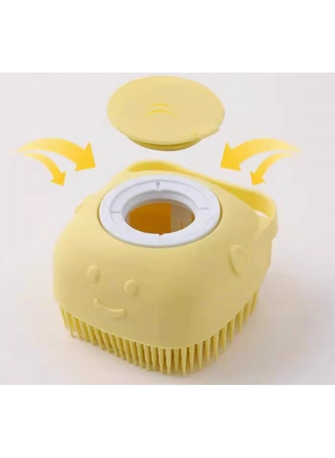 ILovhaprty Yellow Soft Body Shower Gel Silicone Brush, Full Body Scrubber with Soap Nozzle for Bathing Silicone Exfoliating Brush, Bath Brush for Babies Children Women Men and Pets - Image 2