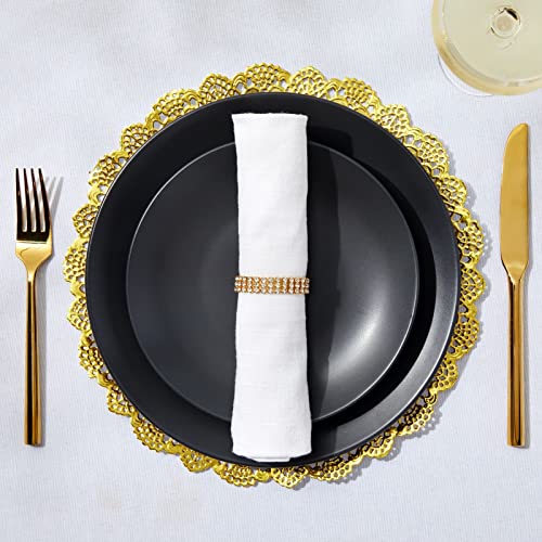 Juvale Round Gold Lace Paper Charger Plates - 12-Inch, Gold, Pack of 60 - Table & Disposable Round Paper Placemats - Doilies for Tables & Party Decor - Image 2